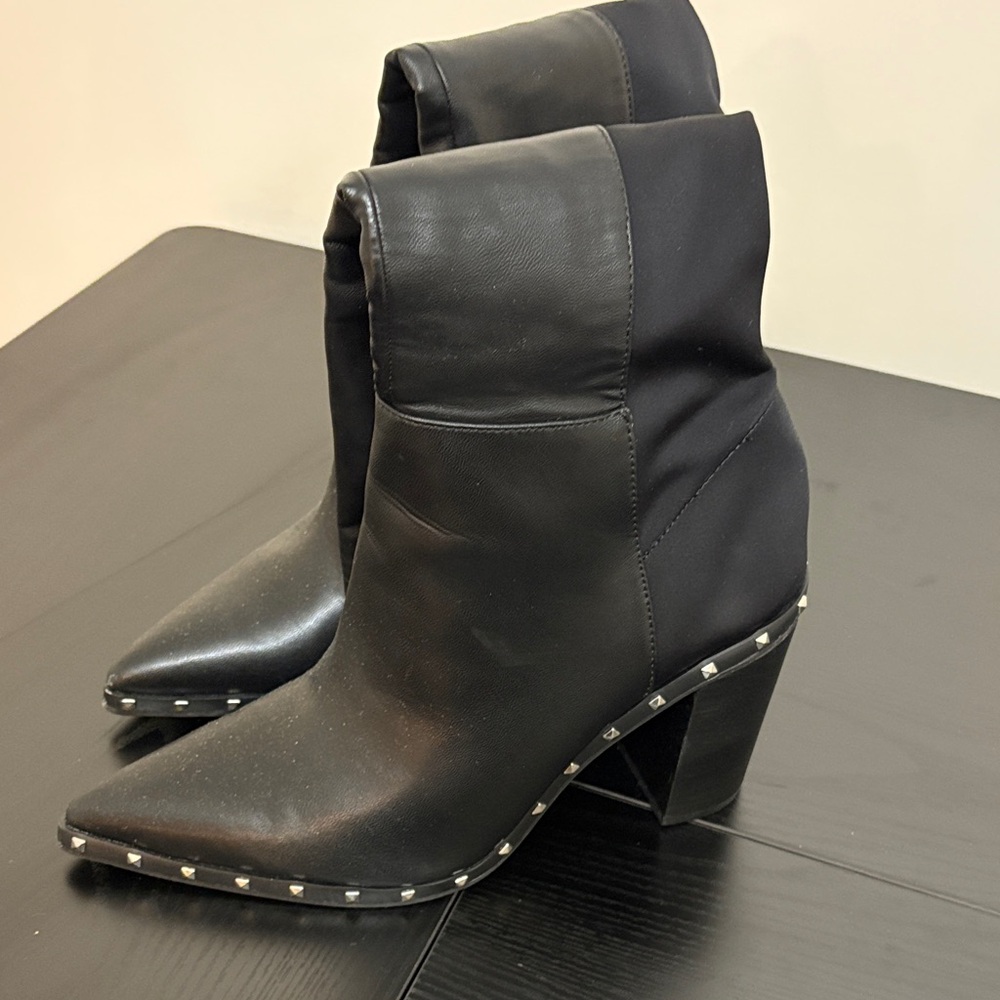 Charles David Black Studded Heeled Boots